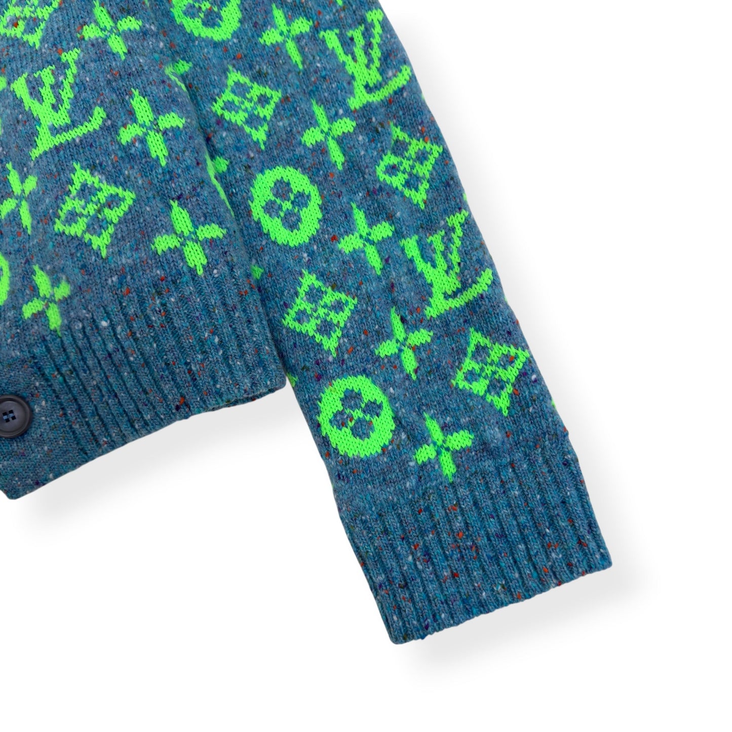 LOUIS VUITTON SS22 SIGNATURE MONOGRAM KNIT CARDIGAN GREEN / TURQUOISE M | Medium, Green