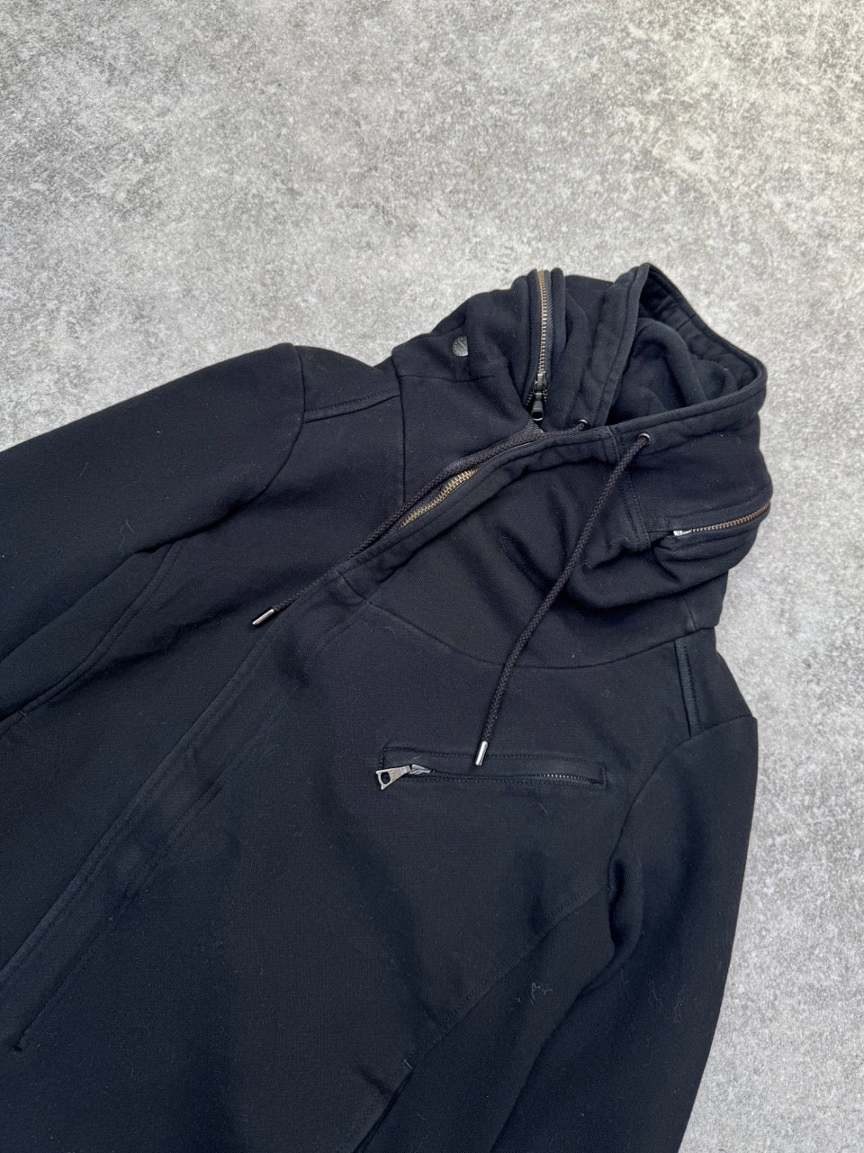 Katharine Hamnett Asymmetrical Black Hooded Sweater