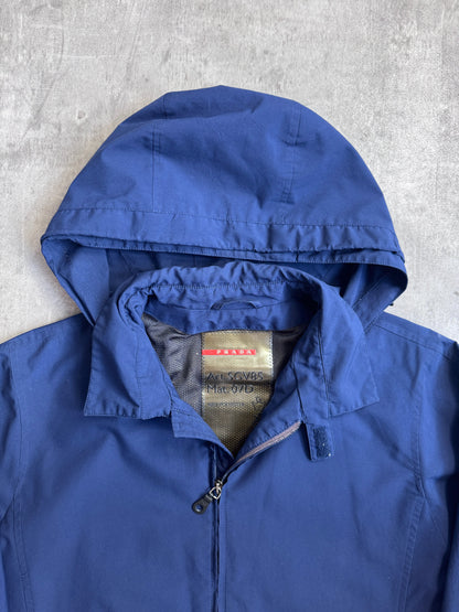 Prada Sport Goretex Navy Hooded Nylon Tech Jacket Art. SGV85