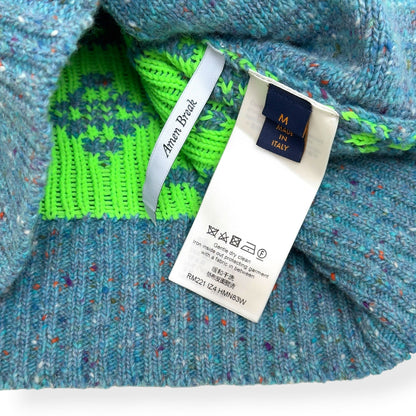 LOUIS VUITTON SS22 SIGNATURE MONOGRAM KNIT CARDIGAN GREEN / TURQUOISE M | Medium, Green
