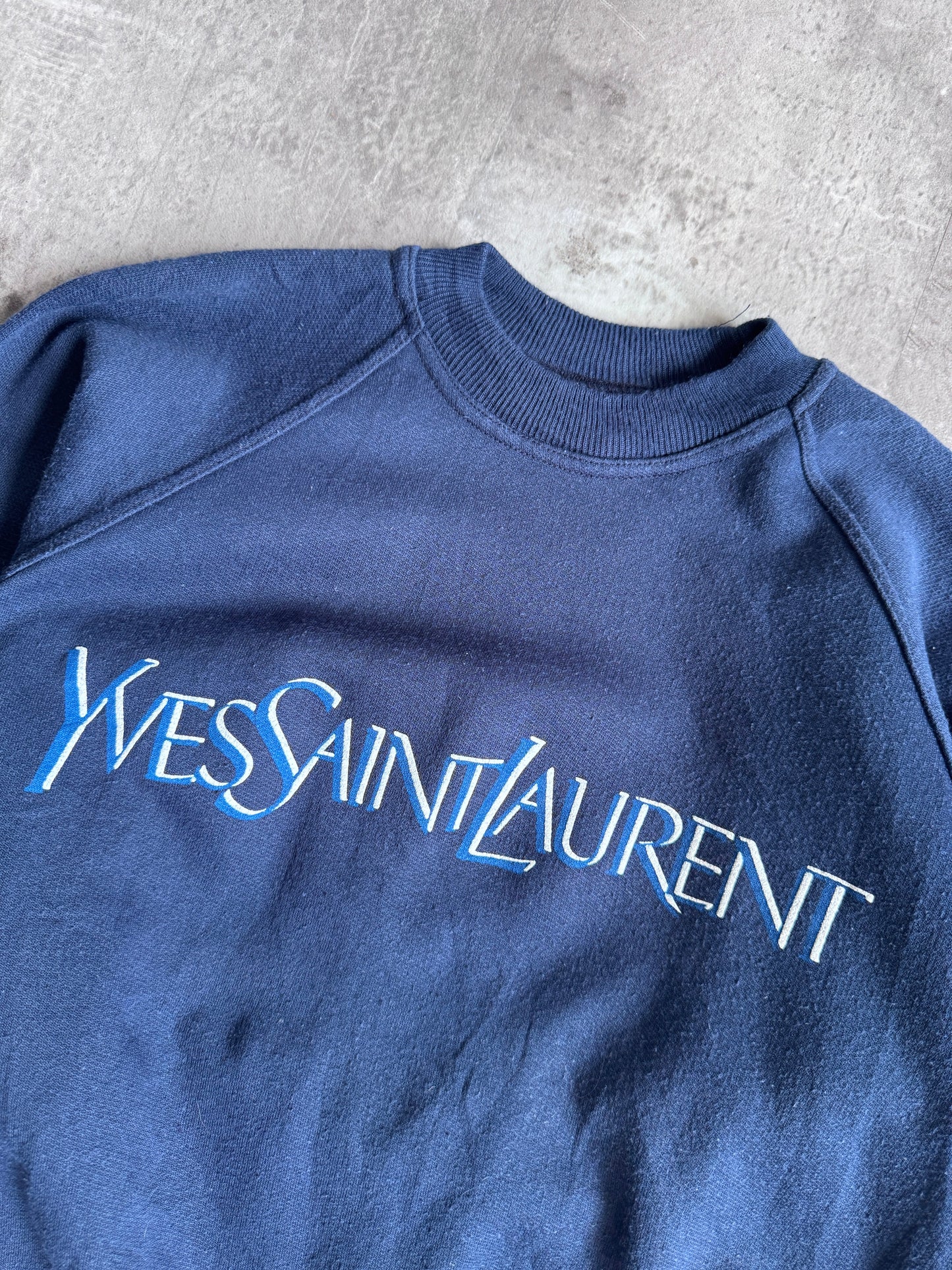YSL Spellout Cotton Navy Sweater