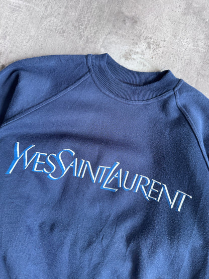 YSL Spellout Cotton Navy Sweater