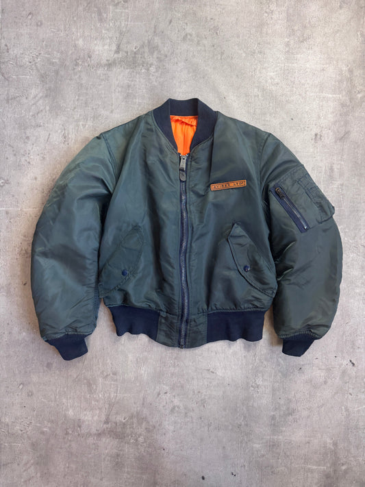 Avirex Sun Faded Green Rib Knit Trim Bomber Jacket