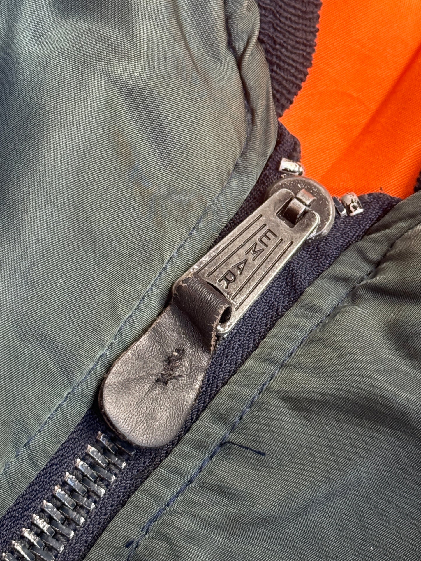 Avirex Sun Faded Green Rib Knit Trim Bomber Jacket