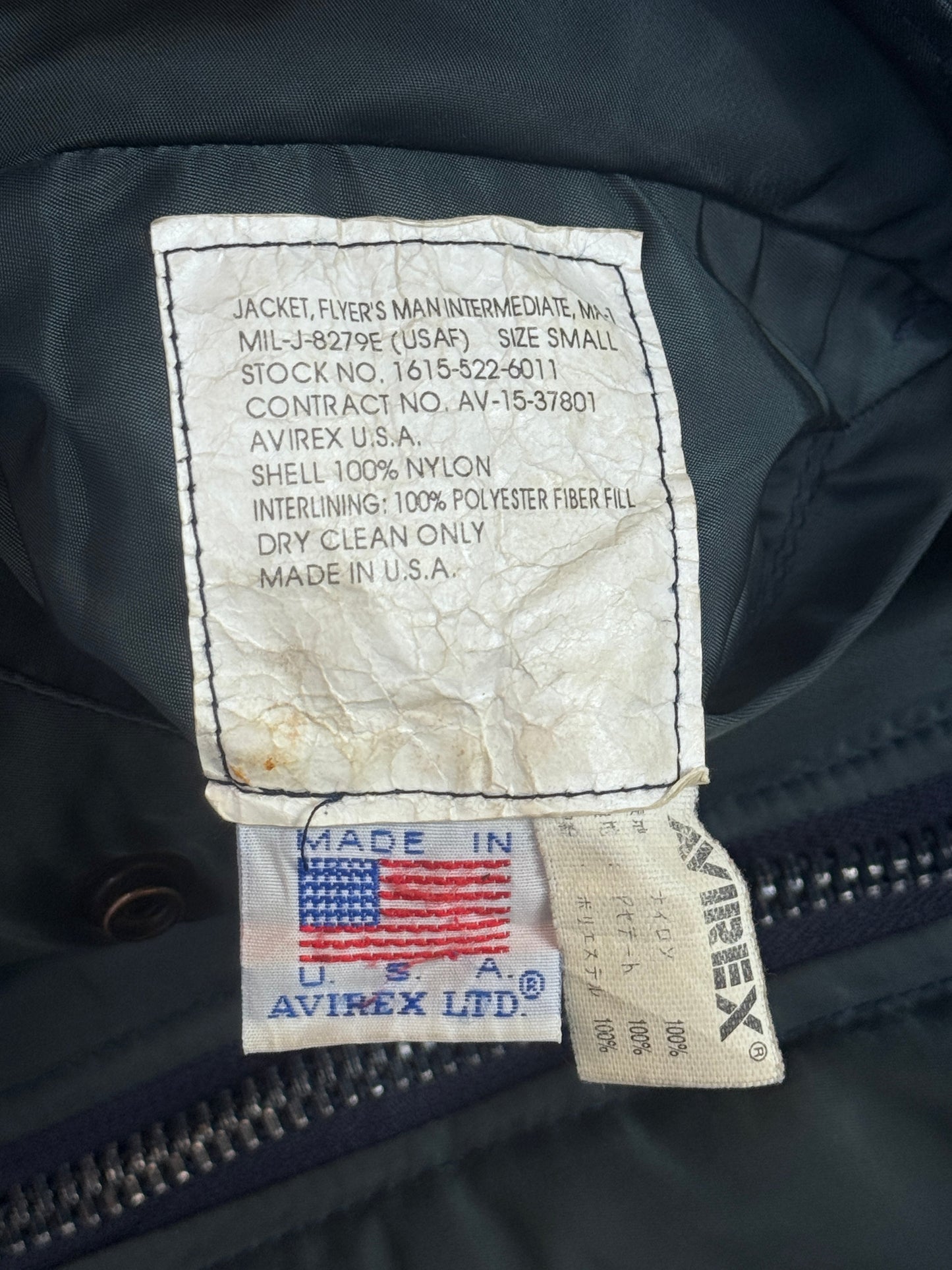 Avirex Sun Faded Green Rib Knit Trim Bomber Jacket