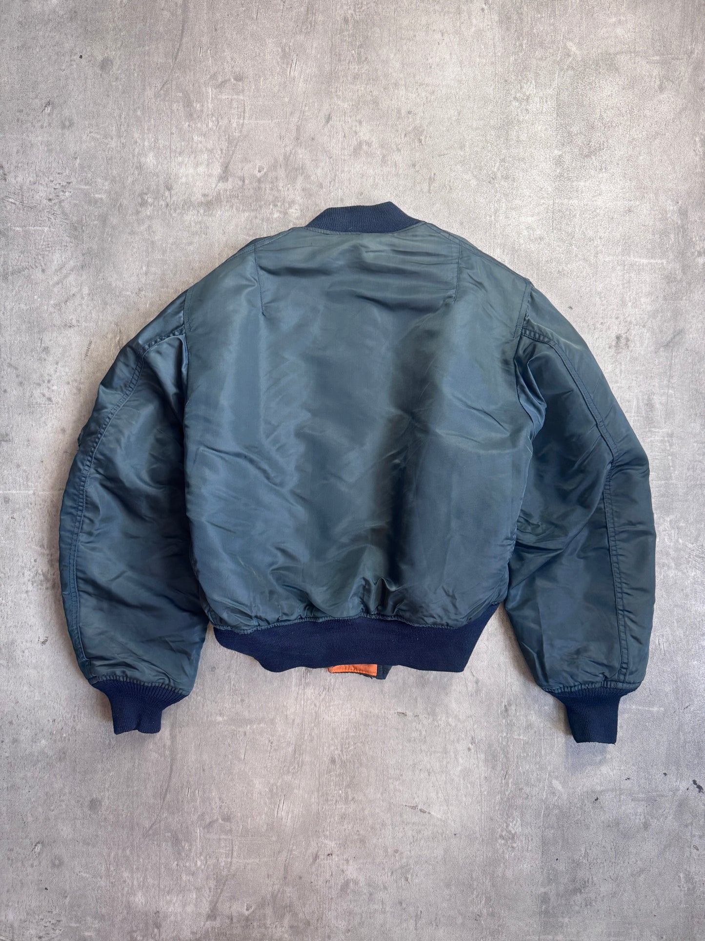 Avirex Sun Faded Green Rib Knit Trim Bomber Jacket