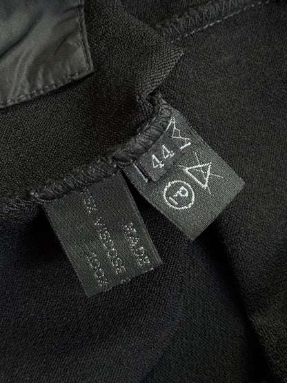 Prada Black Knit Asymmetric Zip Up Nylon Trim Cardigan