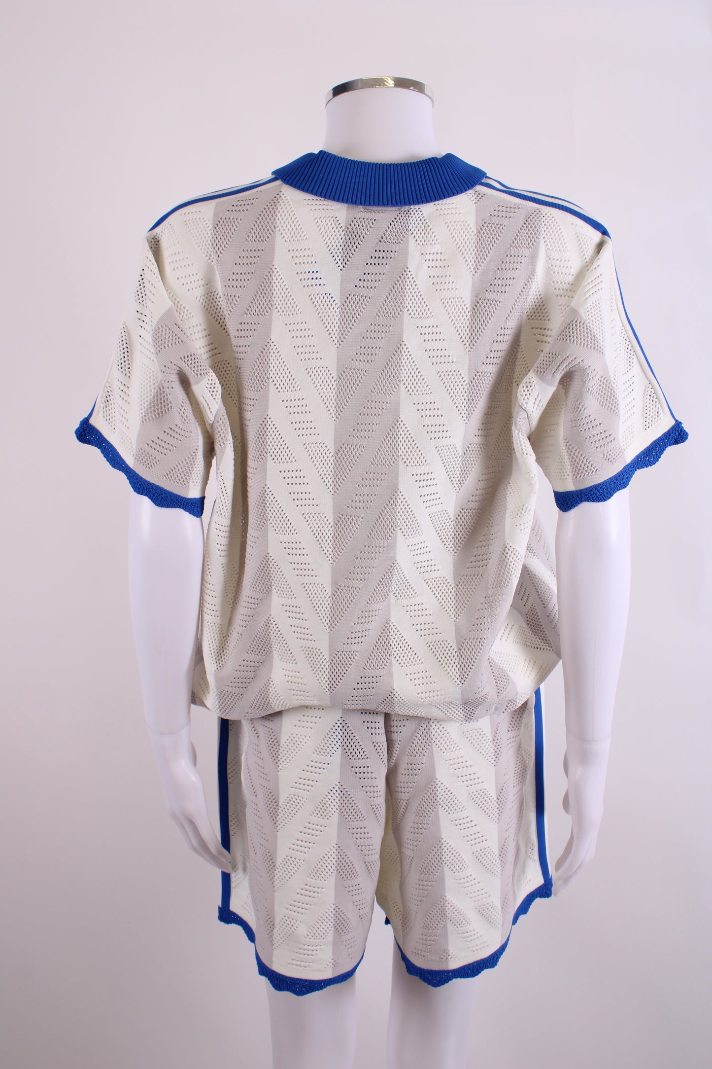 Adidas S/S Polo/Shorts Co-ord White/ Blue M | Medium, Blue