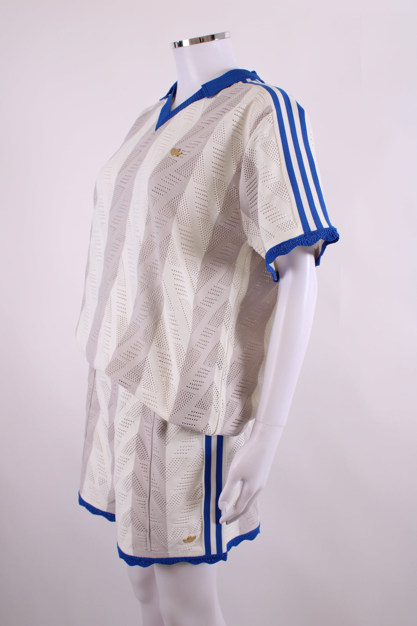 Adidas S/S Polo/Shorts Co-ord White/ Blue M | Medium, Blue