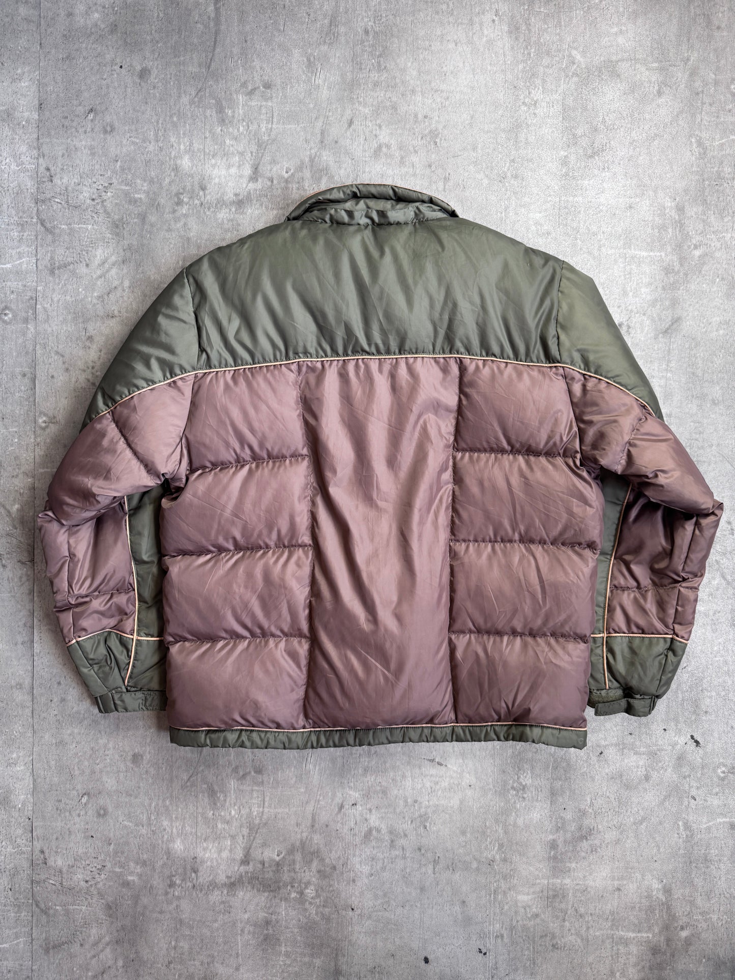 Balenciaga 90s Vintage Khaki Colour Block Down Feather Puffer Jacket