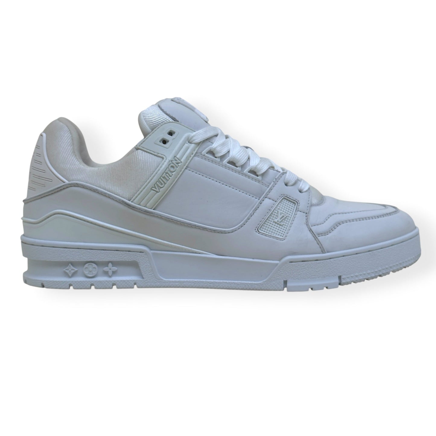 LOUIS VUITTON LEATHER LV TRAINER SNEAKER LUXURY WHITE UK10 | UK 10, White