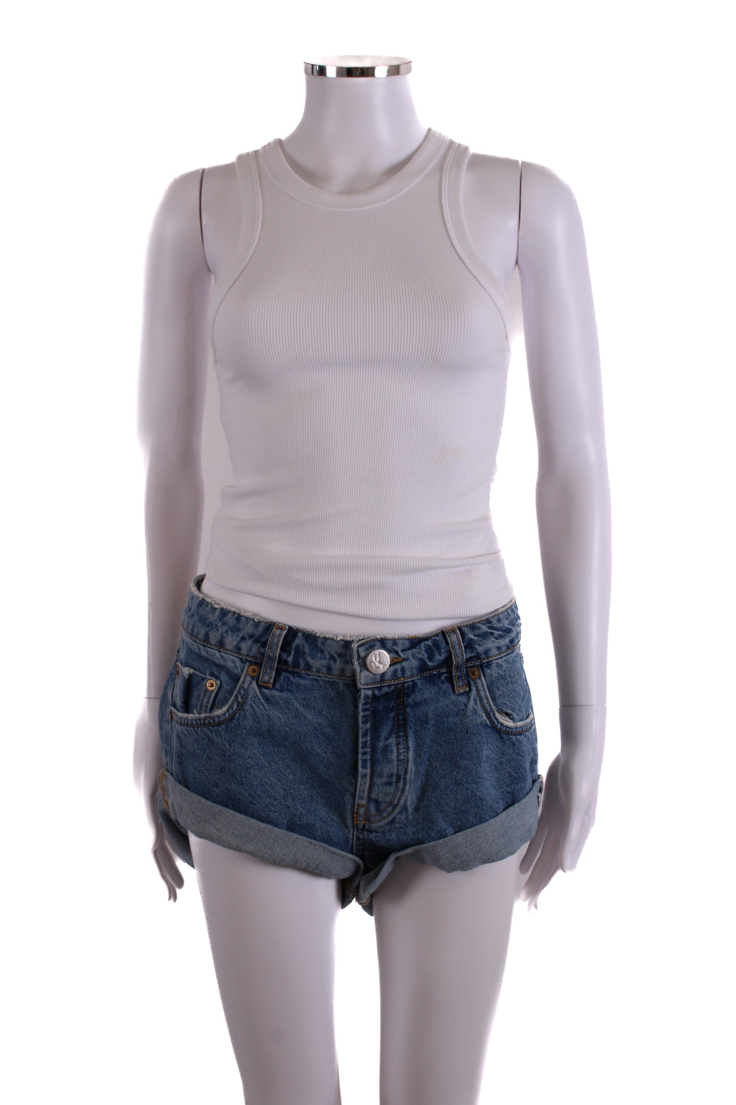 One Teaspoon Distressed Shorts Denim 26W | O/S, Blue