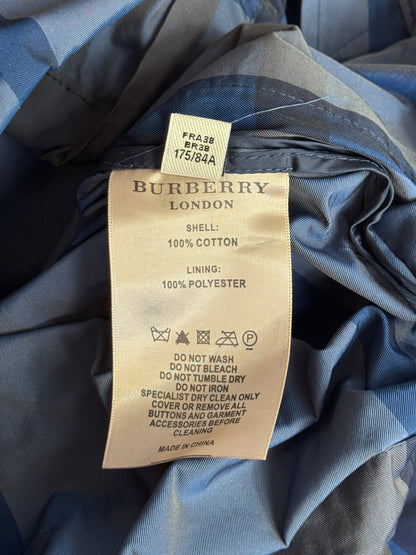 Burberry Brit Blue Nova Check Print Hooded Windbreaker Tech Jacket