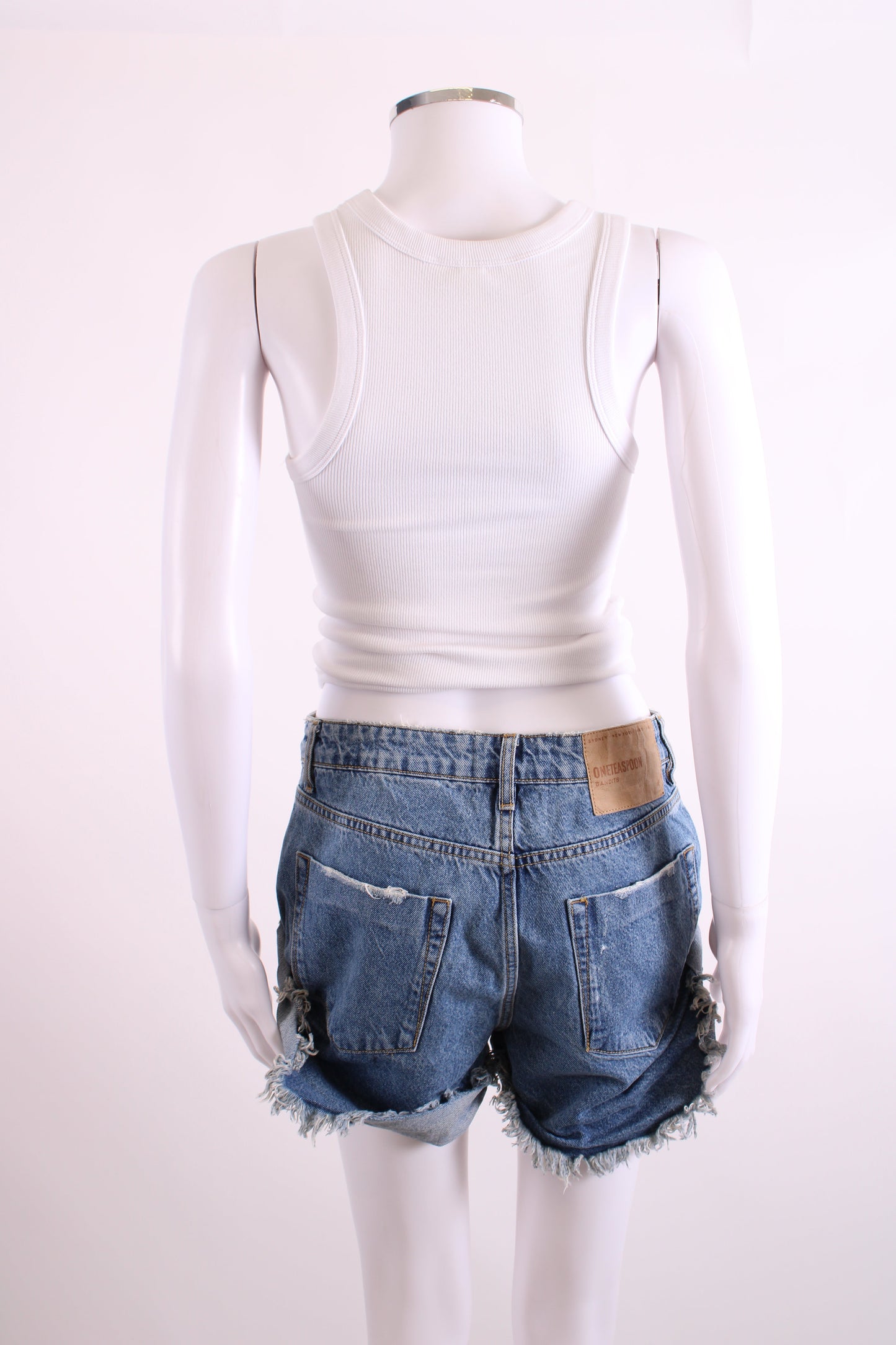 One Teaspoon Distressed Shorts Denim 26W | O/S, Blue