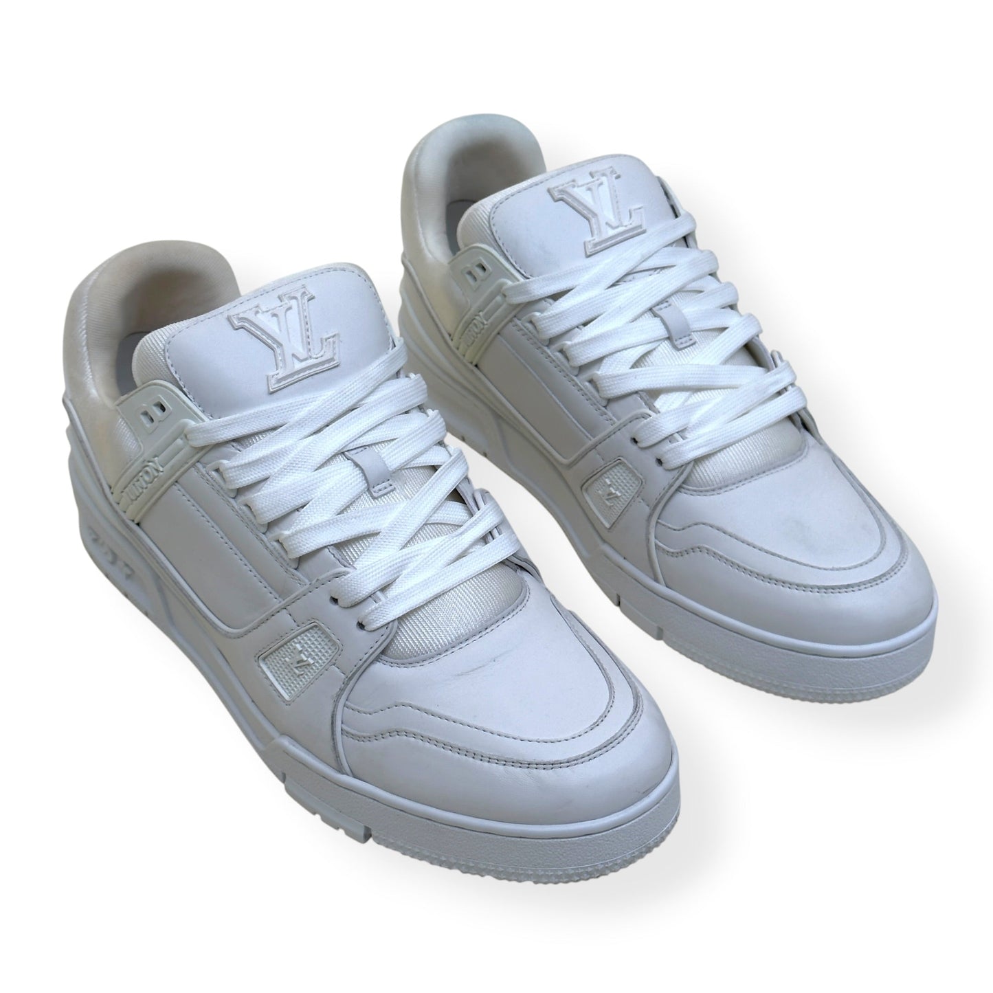 LOUIS VUITTON LEATHER LV TRAINER SNEAKER LUXURY WHITE UK10 | UK 10, White
