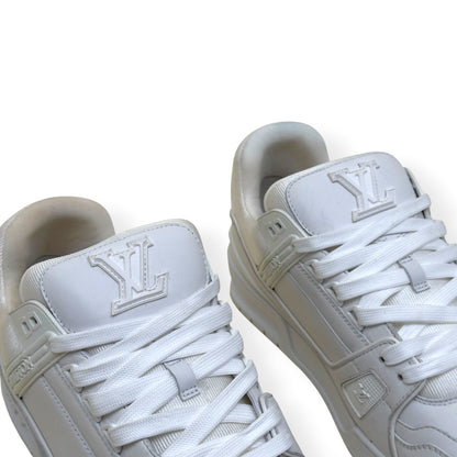 LOUIS VUITTON LEATHER LV TRAINER SNEAKER LUXURY WHITE UK10 | UK 10, White