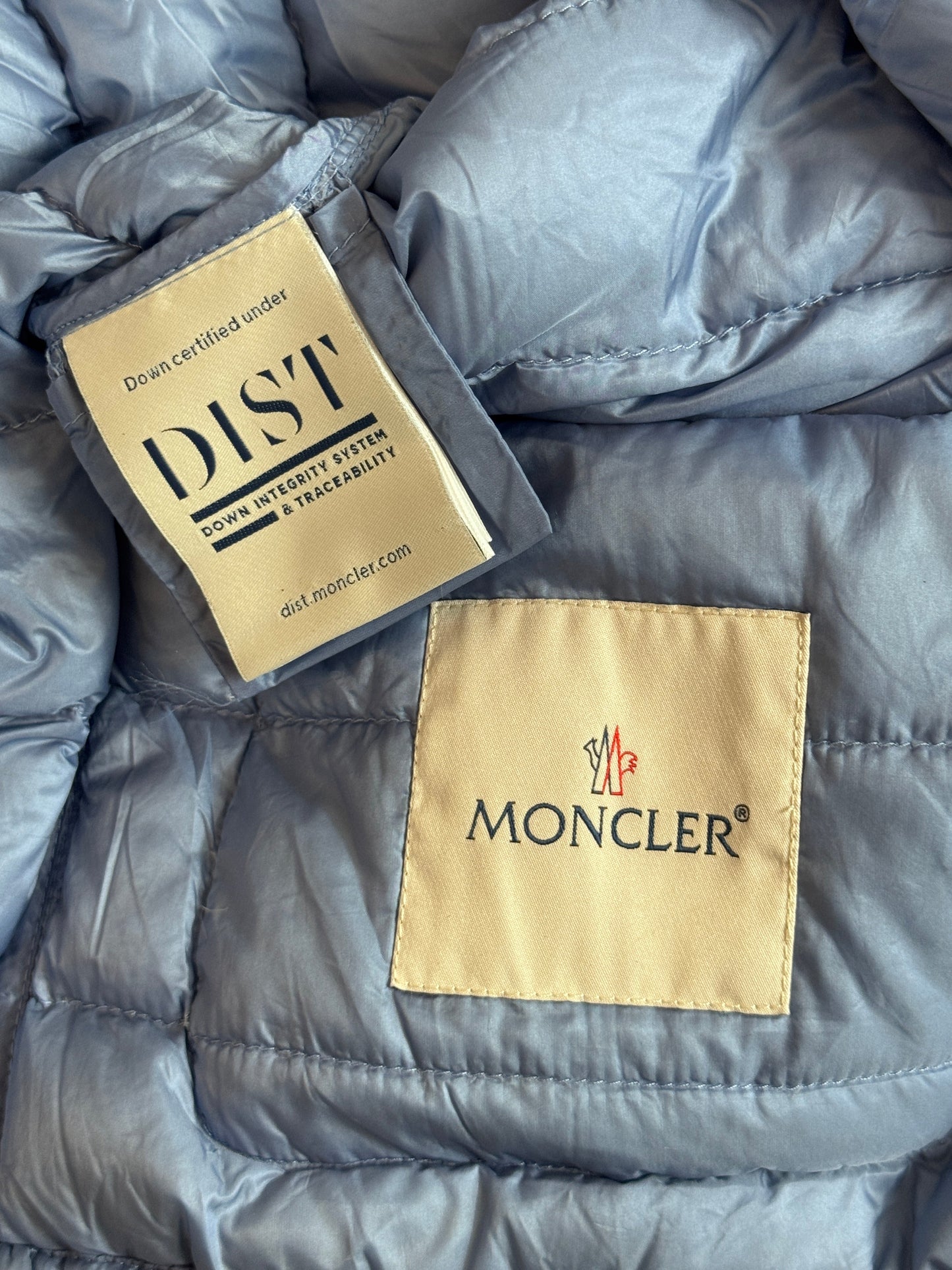 Moncler Lans Down Light Blue Nylon Leger Puffer Jacket