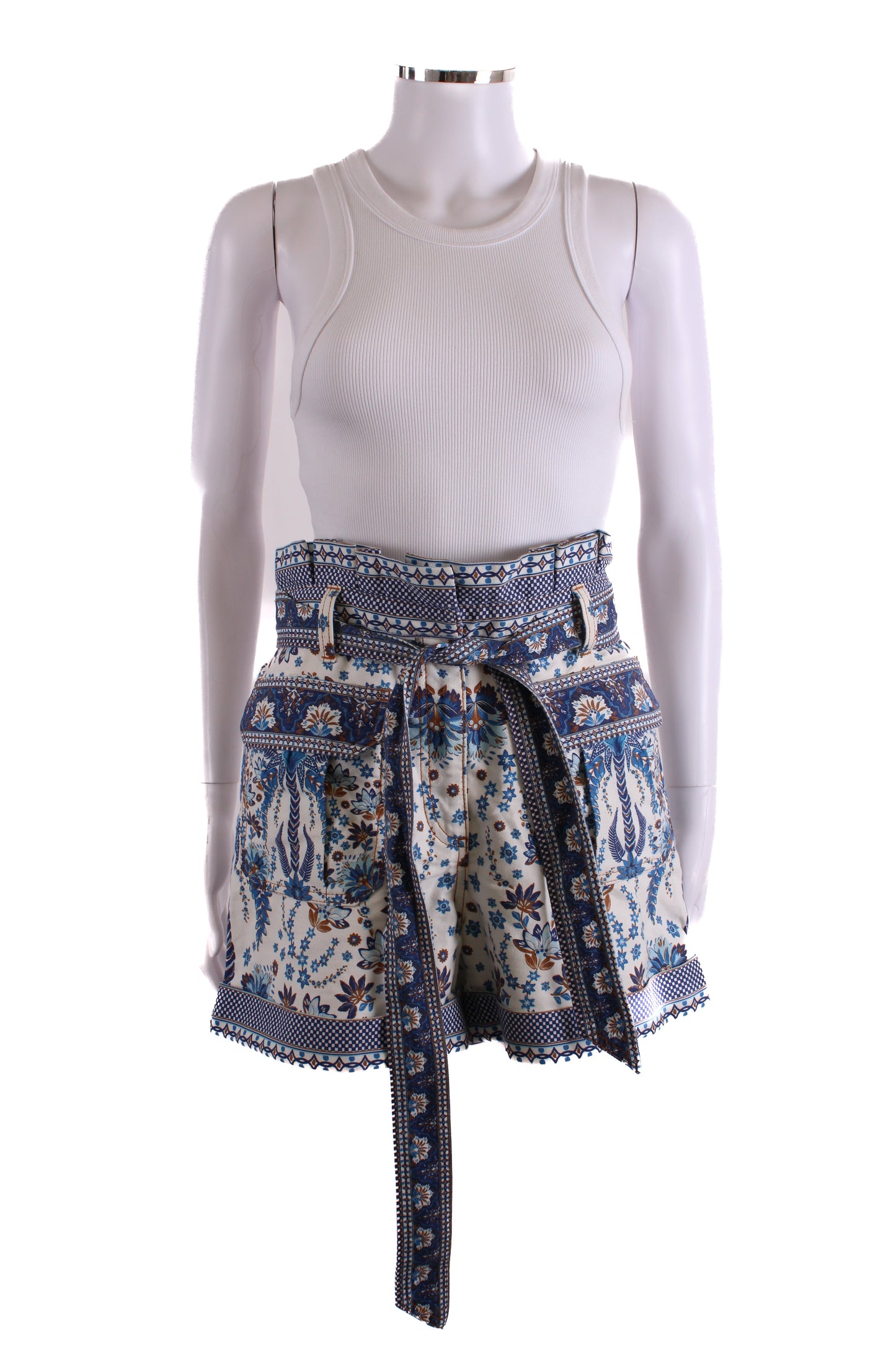 Farm Rio Floral Print Shorts Navy/ White 26W | O/S, Navy
