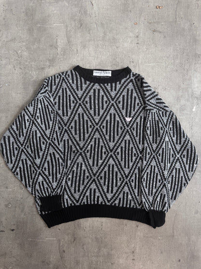 1980s Giorgio Armani Geometric Print Knit Sweater | Large, Multicoloured