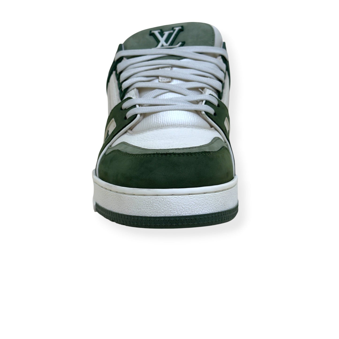LOUIS VUITTON LEATHER LV TRAINER SNEAKER GREEN / WHITE UK10 | UK 10, Green