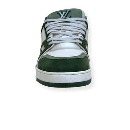 LOUIS VUITTON LEATHER LV TRAINER SNEAKER GREEN / WHITE UK10 | UK 10, Green