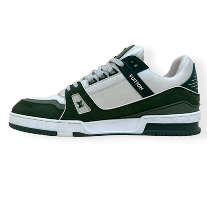 LOUIS VUITTON LEATHER LV TRAINER SNEAKER GREEN / WHITE UK10 | UK 10, Green