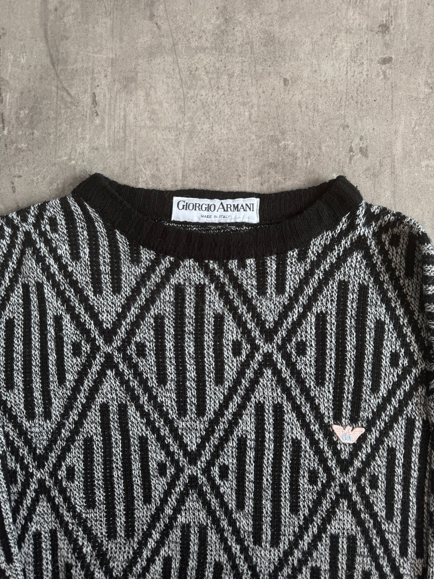 1980s Giorgio Armani Geometric Print Knit Sweater | Large, Multicoloured