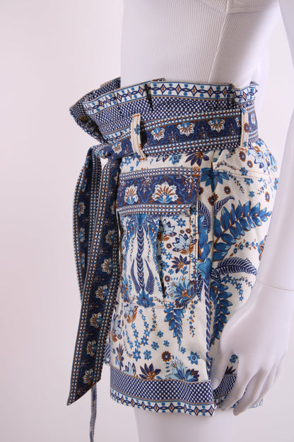 Farm Rio Floral Print Shorts Navy/ White 26W | O/S, Navy