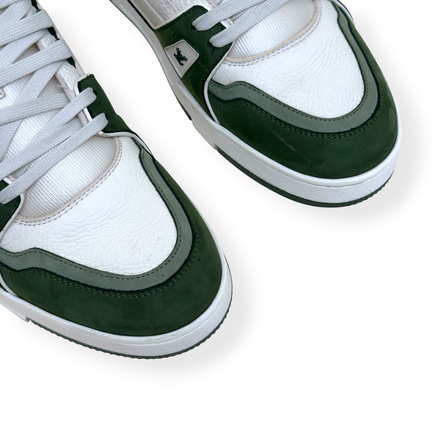 LOUIS VUITTON LEATHER LV TRAINER SNEAKER GREEN / WHITE UK10 | UK 10, Green