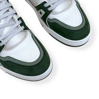 LOUIS VUITTON LEATHER LV TRAINER SNEAKER GREEN / WHITE UK10 | UK 10, Green