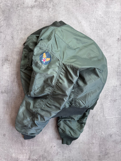 Houston Japan M-A1 Green Nylon Rib Knit Detailed Bomber