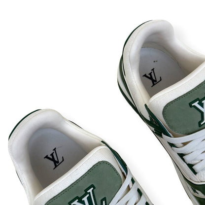 LOUIS VUITTON LEATHER LV TRAINER SNEAKER GREEN / WHITE UK10 | UK 10, Green