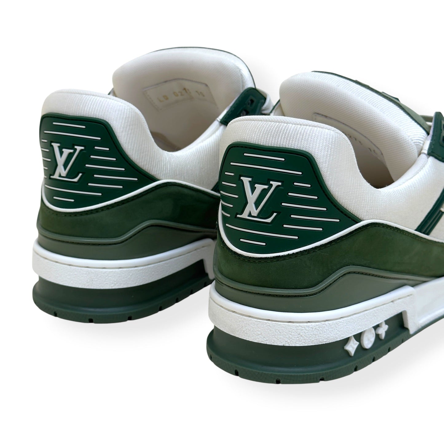 LOUIS VUITTON LEATHER LV TRAINER SNEAKER GREEN / WHITE UK10 | UK 10, Green