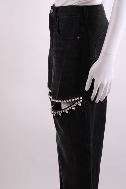 Area Crystal Embellished Jeans Washed Black 28W | O/S, Black