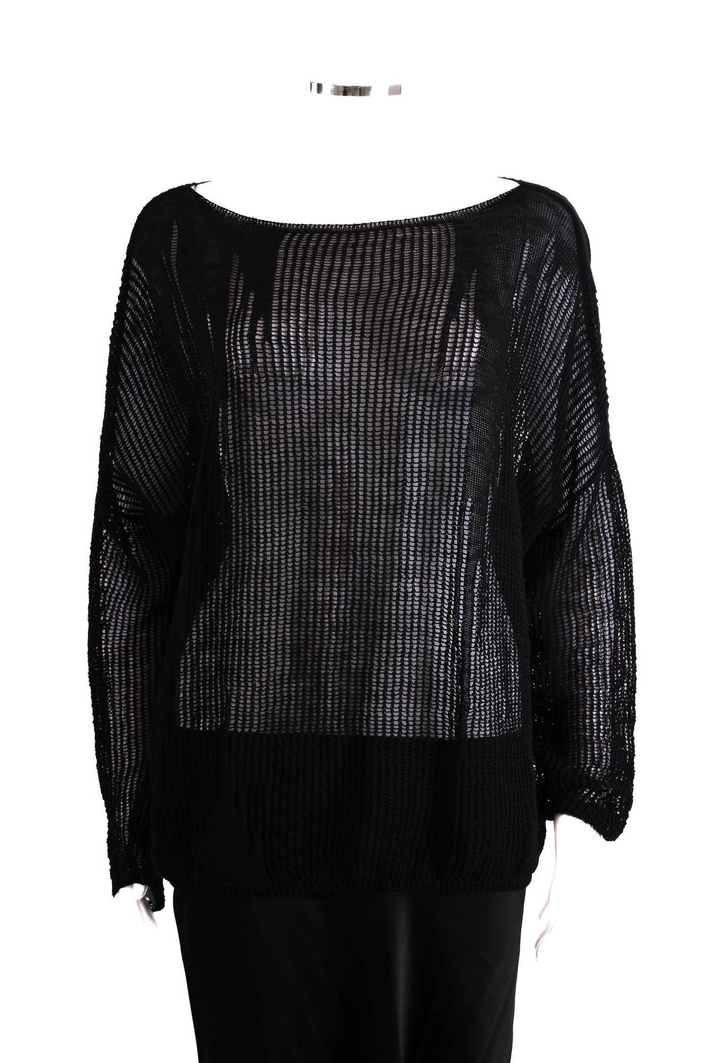 Sarah Pacini L/S Open Knit Jumper Black O/S | O/S, Black