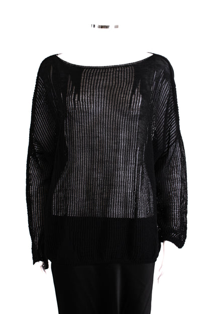 Sarah Pacini L/S Open Knit Jumper Black O/S | O/S, Black