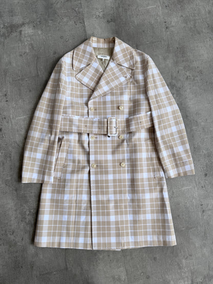 Maison Margiela 6 Double Breasted Beige Check Trench