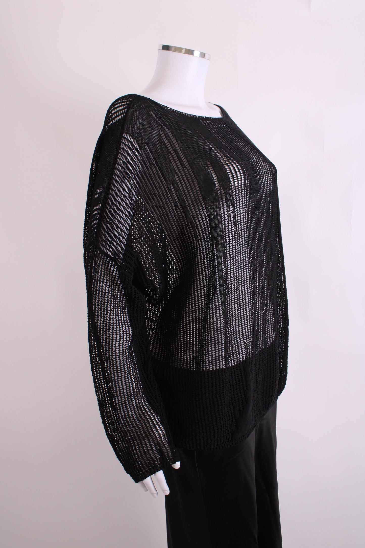 Sarah Pacini L/S Open Knit Jumper Black O/S | O/S, Black