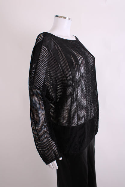 Sarah Pacini L/S Open Knit Jumper Black O/S | O/S, Black