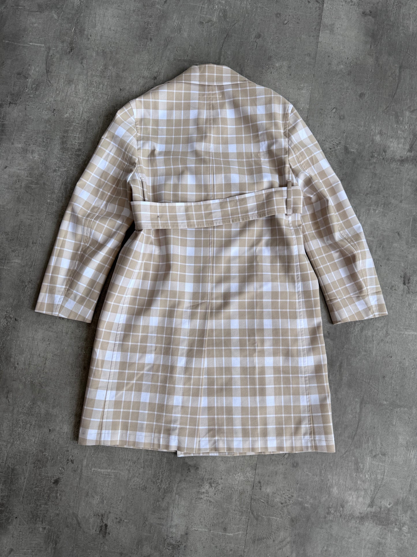 Maison Margiela 6 Double Breasted Beige Check Trench