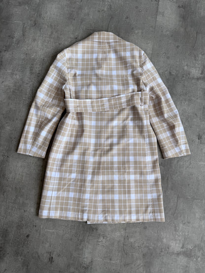 Maison Margiela 6 Double Breasted Beige Check Trench