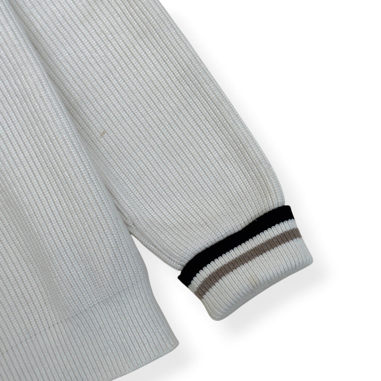 LOUIS VUITTON SIGNATURE LOGO V-NECK KNIT PULLOVER WHITE XL | XL, White