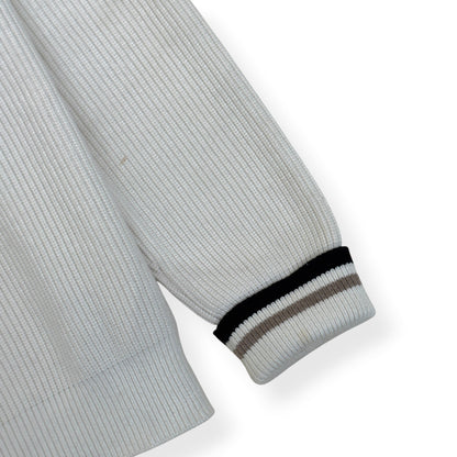 LOUIS VUITTON SIGNATURE LOGO V-NECK KNIT PULLOVER WHITE XL | XL, White