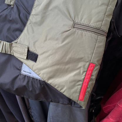 Prada Sport Khaki FW99 Runway Packable Nylon Hooded Gilet Vest | Large, Khaki