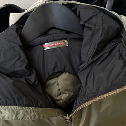 Prada Sport Khaki FW99 Runway Packable Nylon Hooded Gilet Vest | Large, Khaki