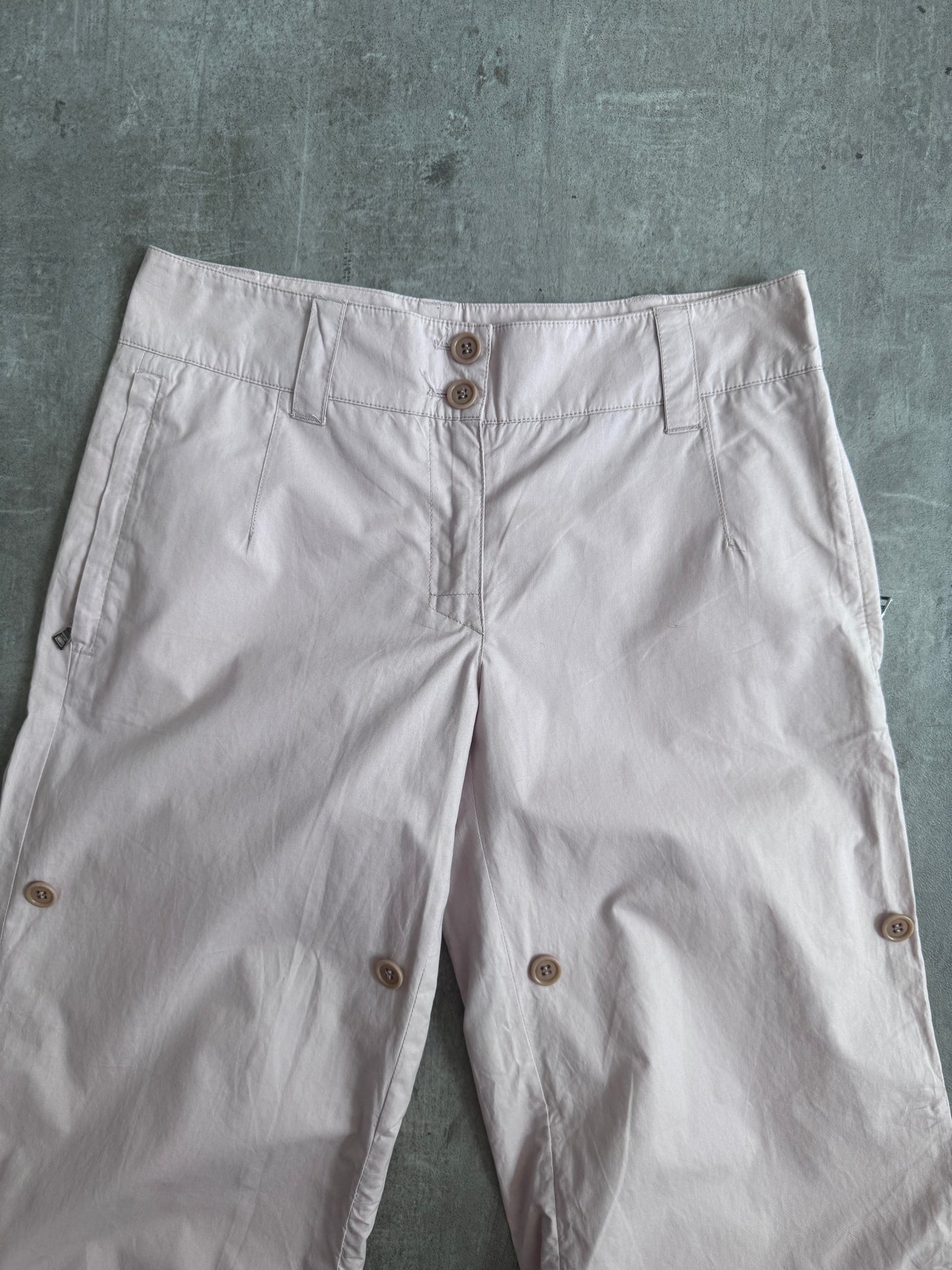 Prada Baby Pink Cargo Adjustable Capris | UK8, Multicoloured