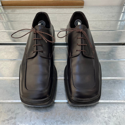 Prada Black FW99 Leather Square Toe Oxford Shoes | LARGE, Black