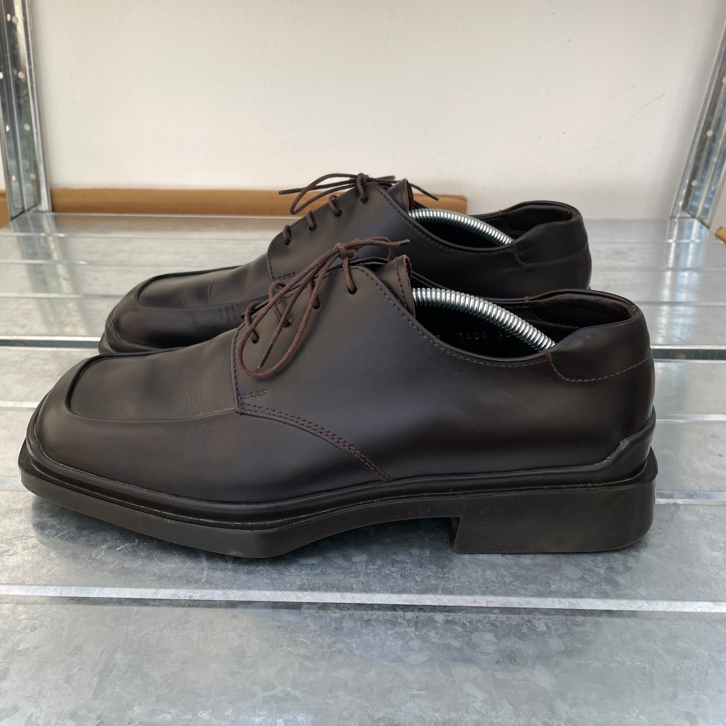 Prada Black FW99 Leather Square Toe Oxford Shoes | LARGE, Black