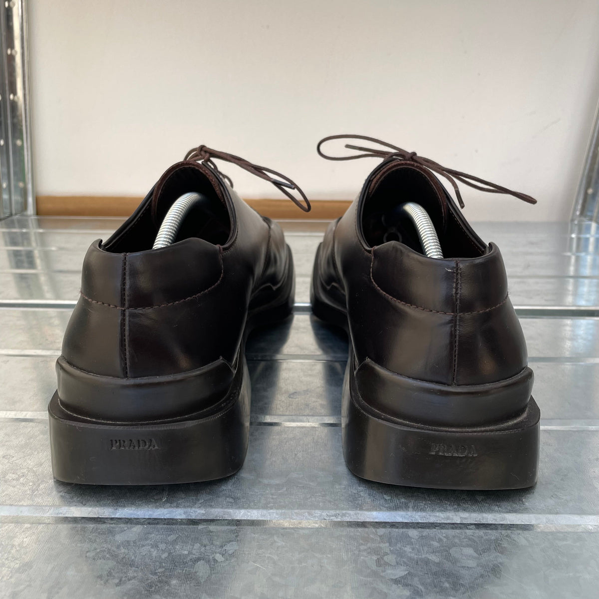 Prada Black FW99 Leather Square Toe Oxford Shoes | LARGE, Black