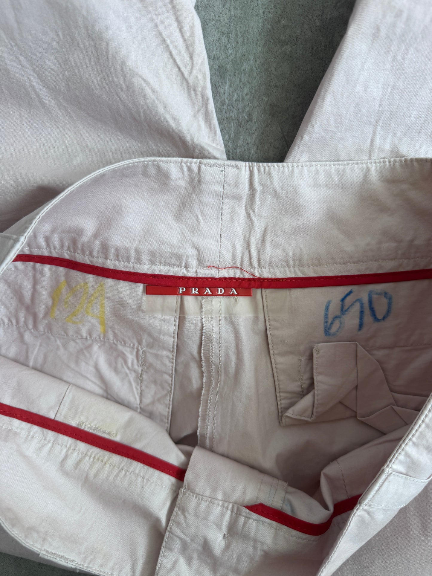 Prada Baby Pink Cargo Adjustable Capris | UK8, Multicoloured